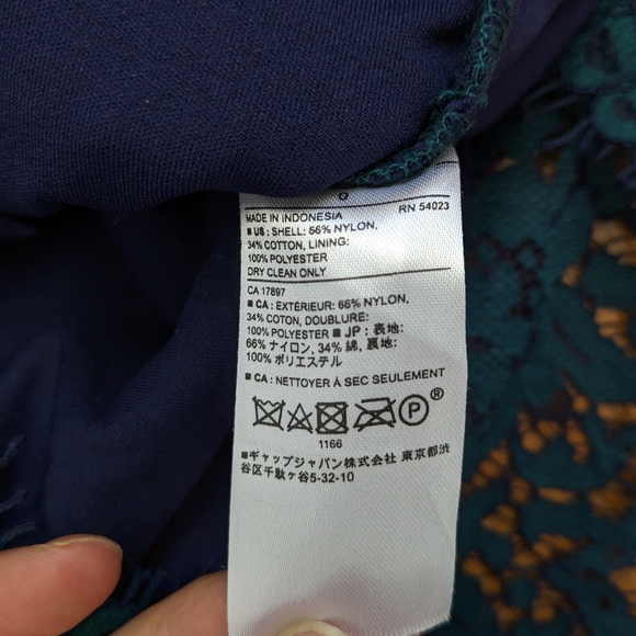 Banana Republic Two-Tone Lace Pencil Skirt Size 0 green/navy - Picture 4 of 10